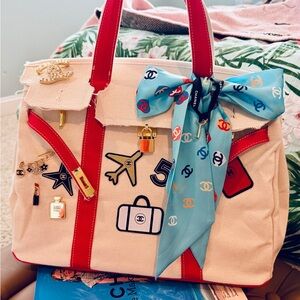 NEW Boatkin Tote, scarf, pins, patches, lock/keys, organizer, & dustbag